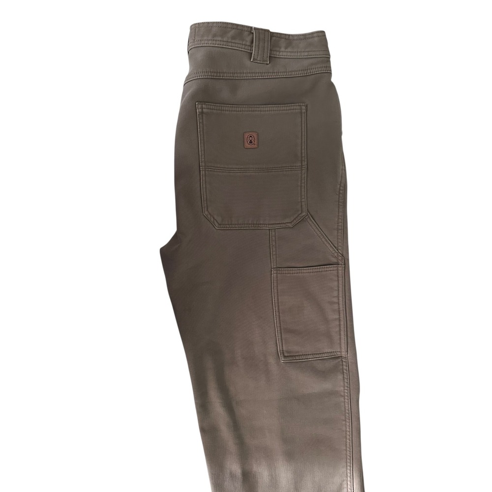 Coleman Mens 38x30‎ Fleece Lined Canvas Carpenter Work Pants Brown Insulated